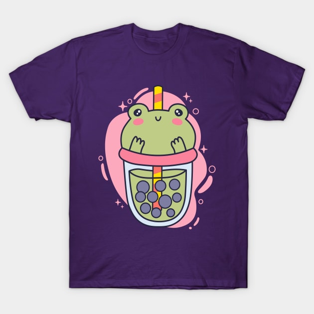 Bubble Tea Frog Cup Kawaii Boba Lover T-Shirt by Cuteness Klub